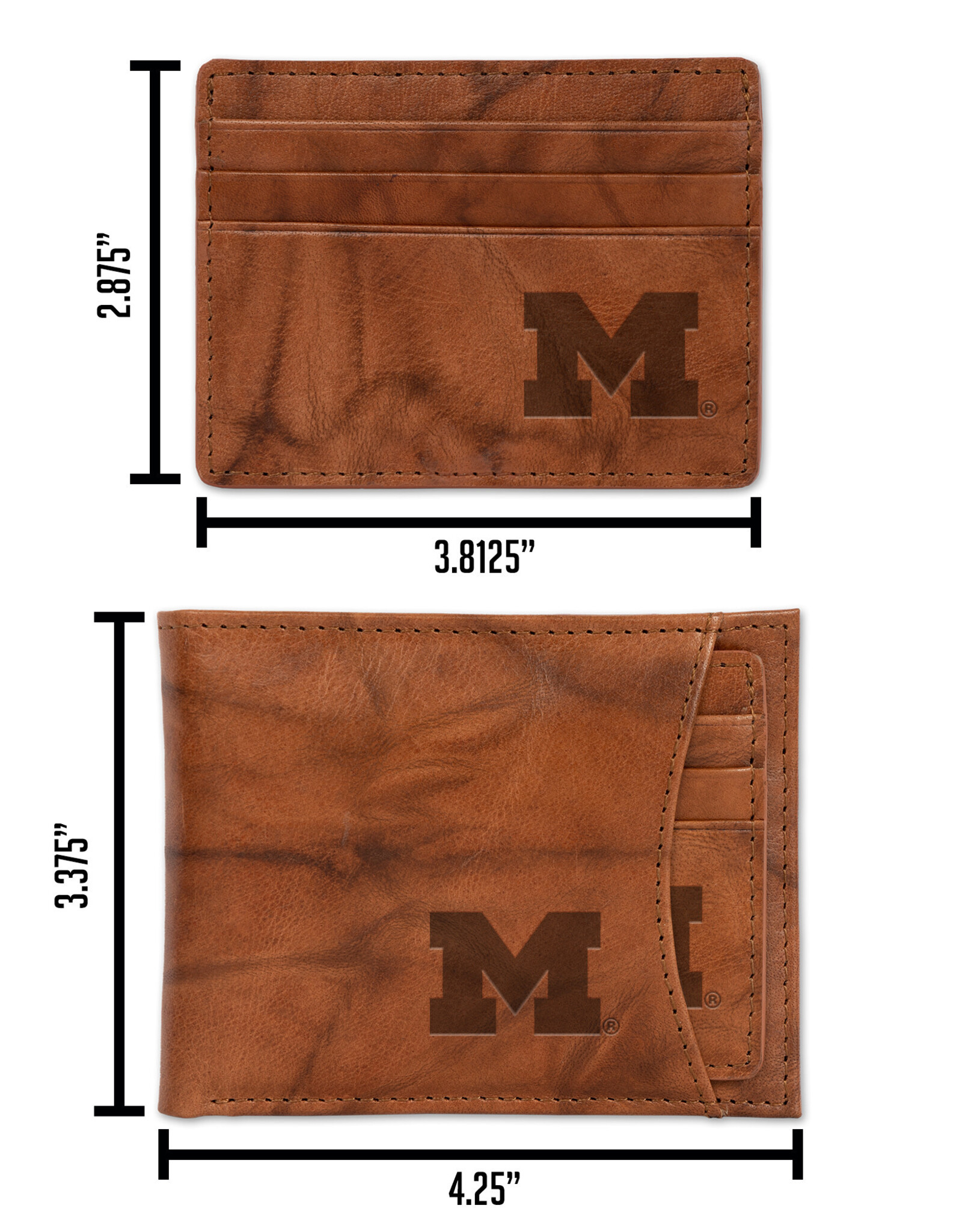 RICO INDUSTRIES Michigan Wolverines 2-in-1 Vintage Slider Billfold Wallet Set