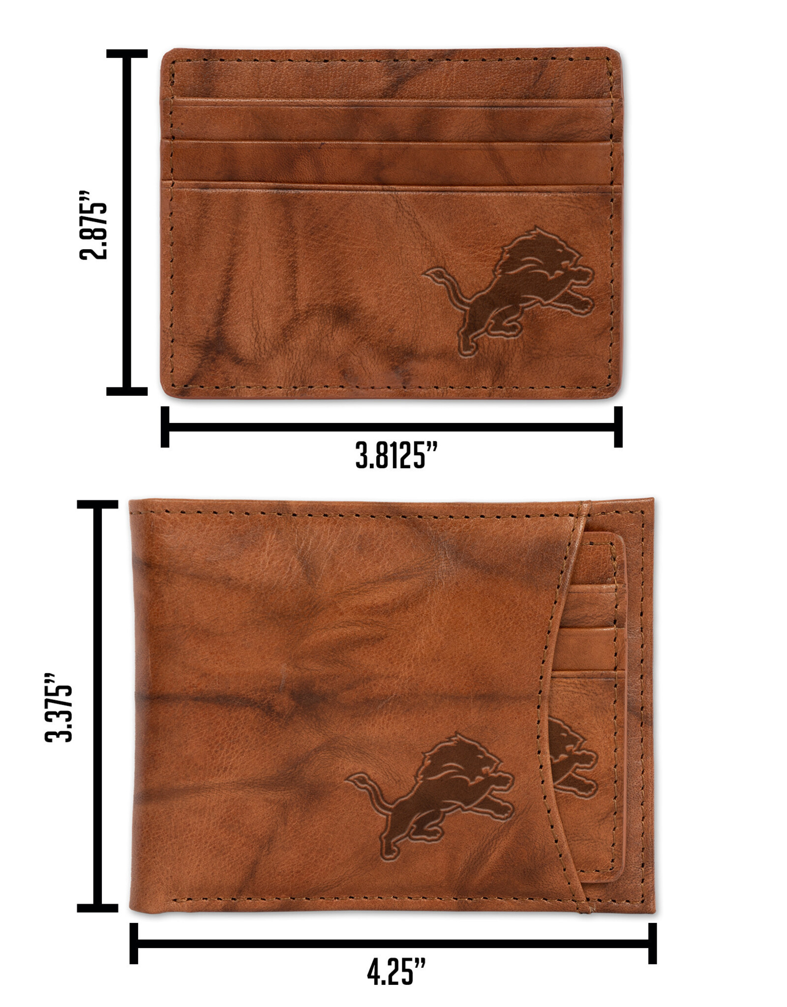 RICO INDUSTRIES Detriot Lions 2-in-1 Vintage Slider Billfold Wallet Set