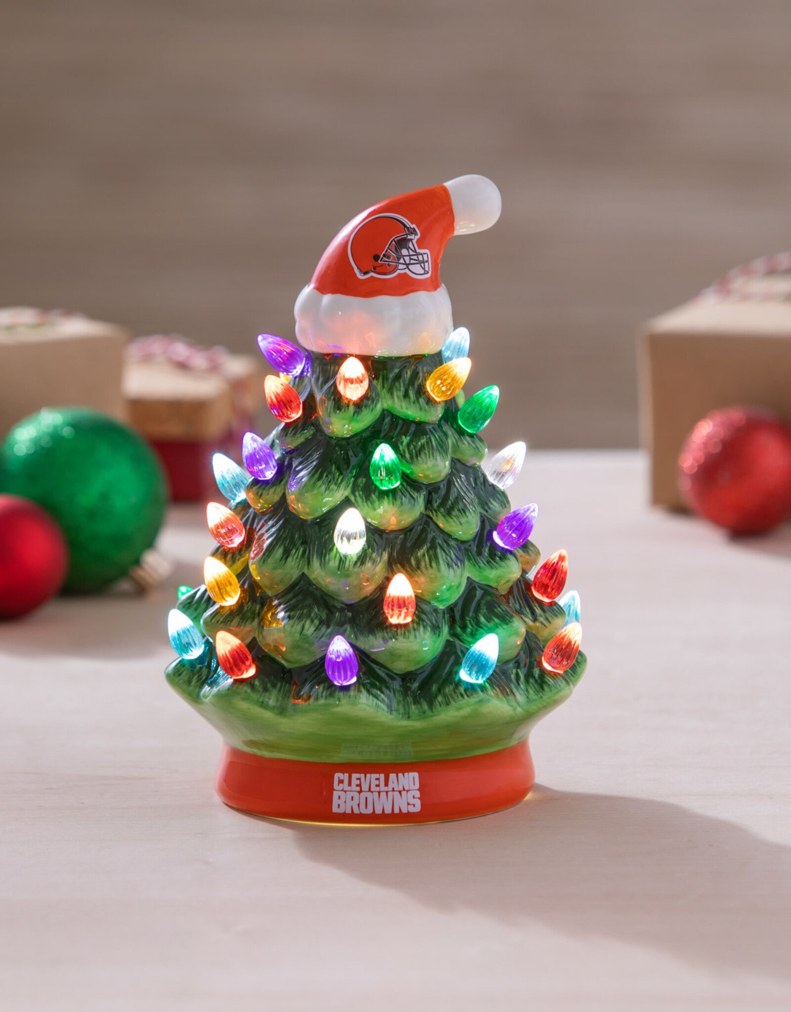 EVERGREEN Cleveland Browns 8" LED Lighted Ceramic Tree