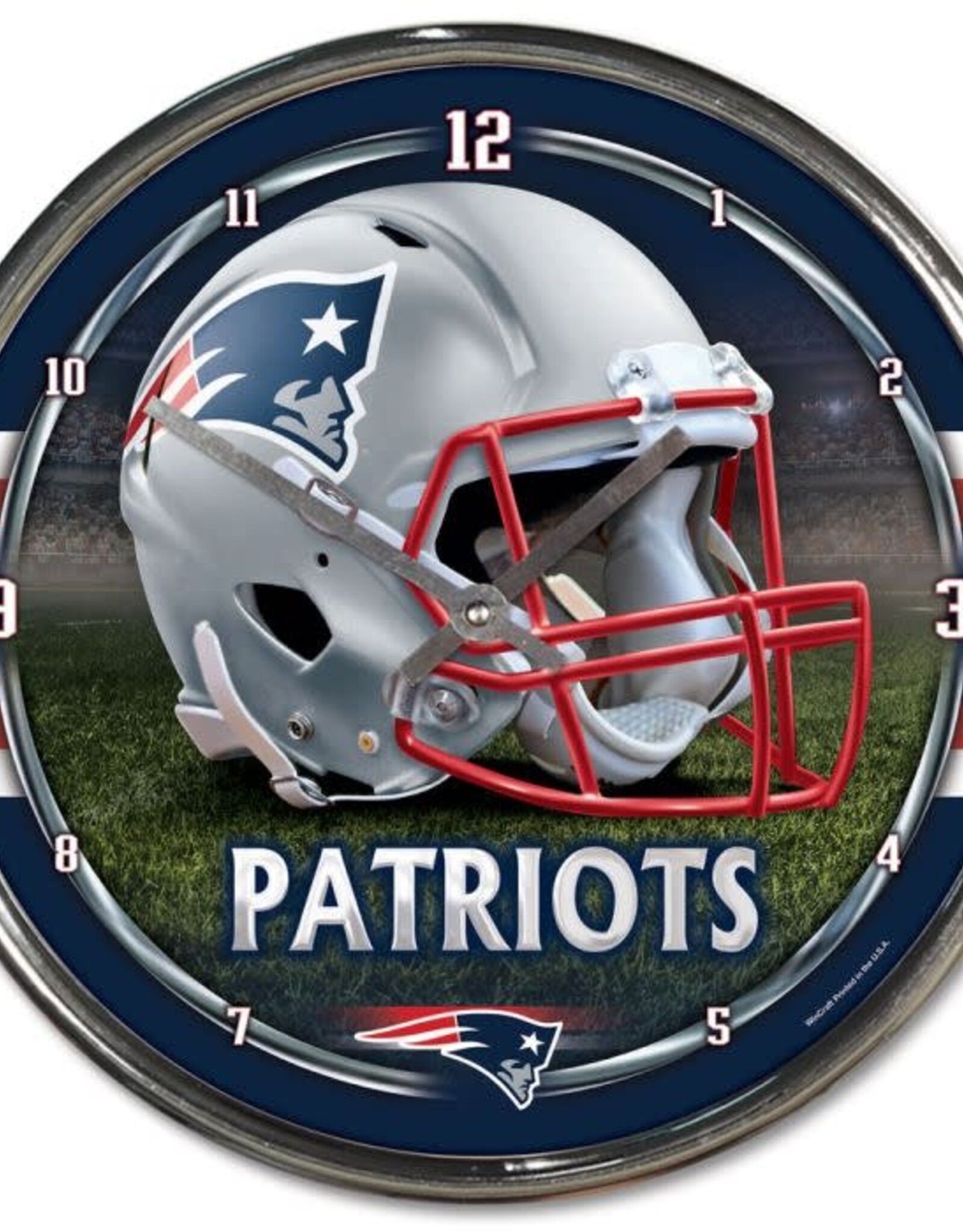 WINCRAFT New England Patriots Round Chrome Clock