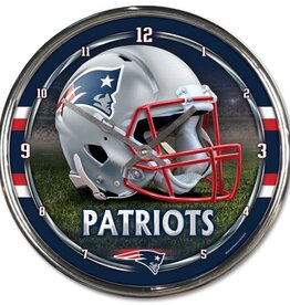 WINCRAFT New England Patriots Round Chrome Clock