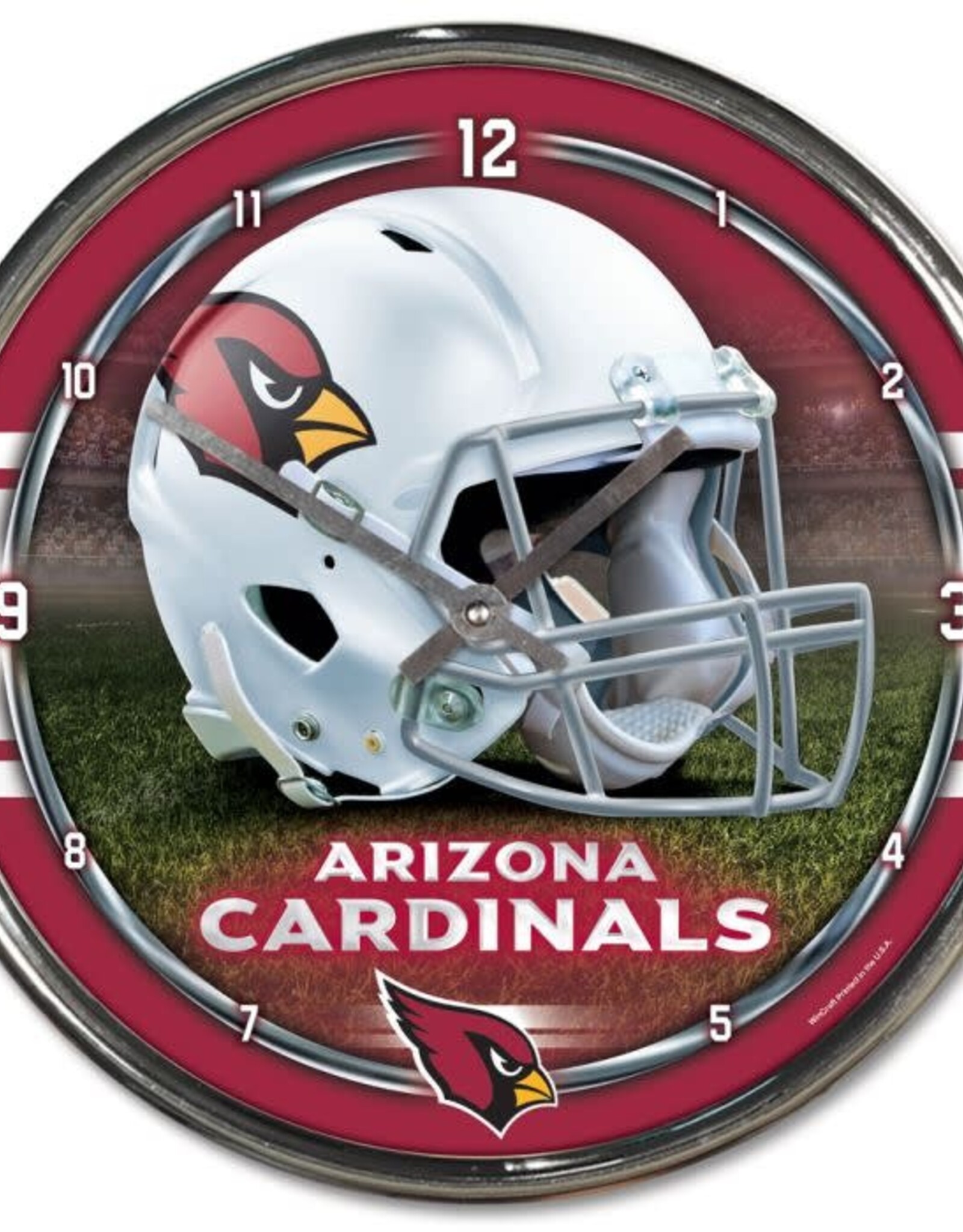 WINCRAFT Arizona Cardinals Round Chrome Clock