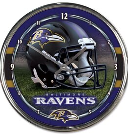 WINCRAFT Baltimore Ravens Round Chrome Clock