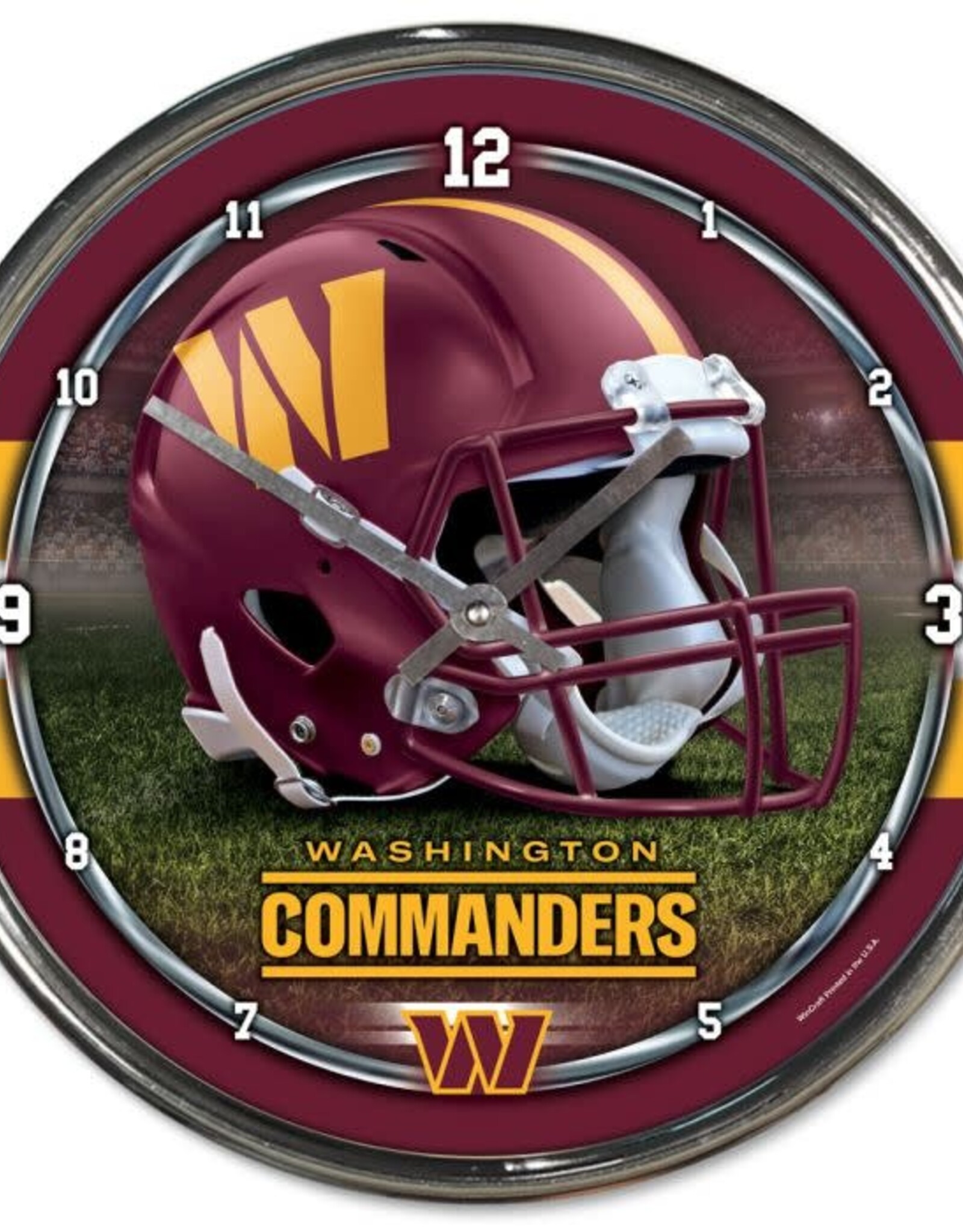 WINCRAFT Washington Commanders Round Chrome Clock