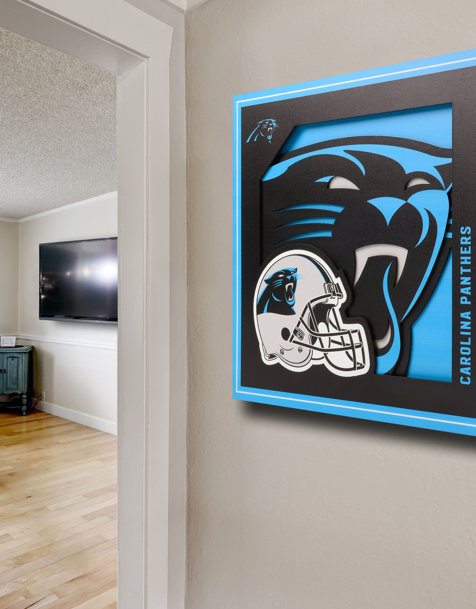 YOU THE FAN Carolina Panthers 3D Logo Series 12x12 Wall Art