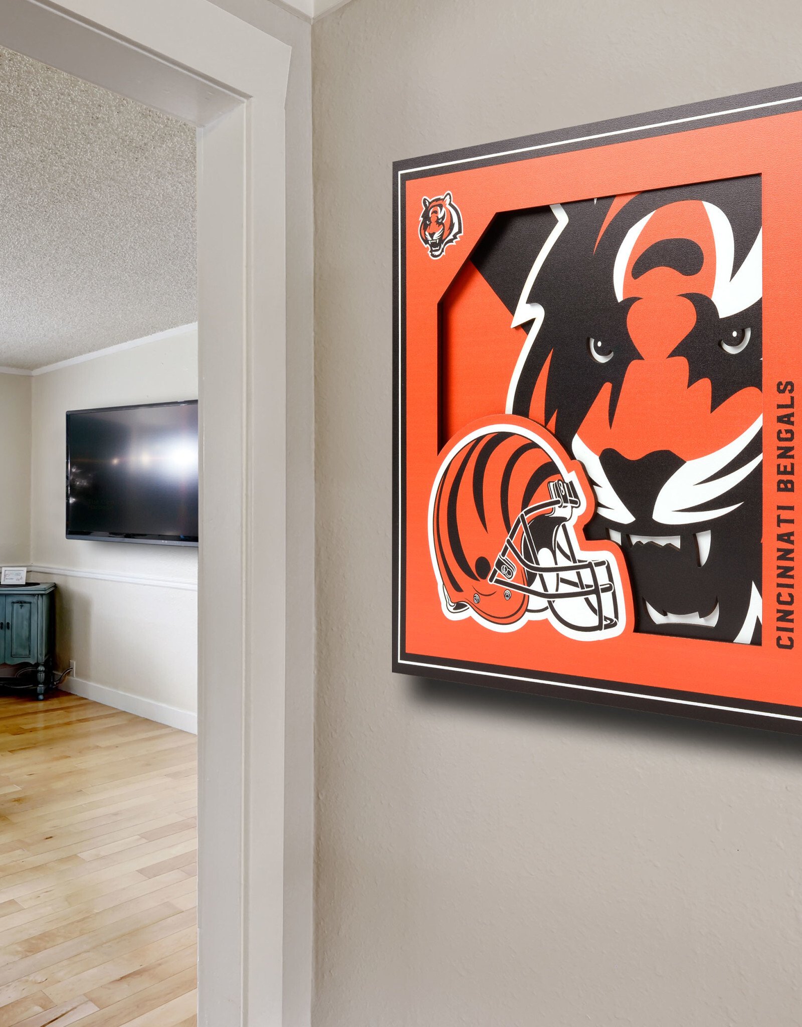 YOU THE FAN Cincinnati Bengals 3D Logo Series 12x12 Wall Art