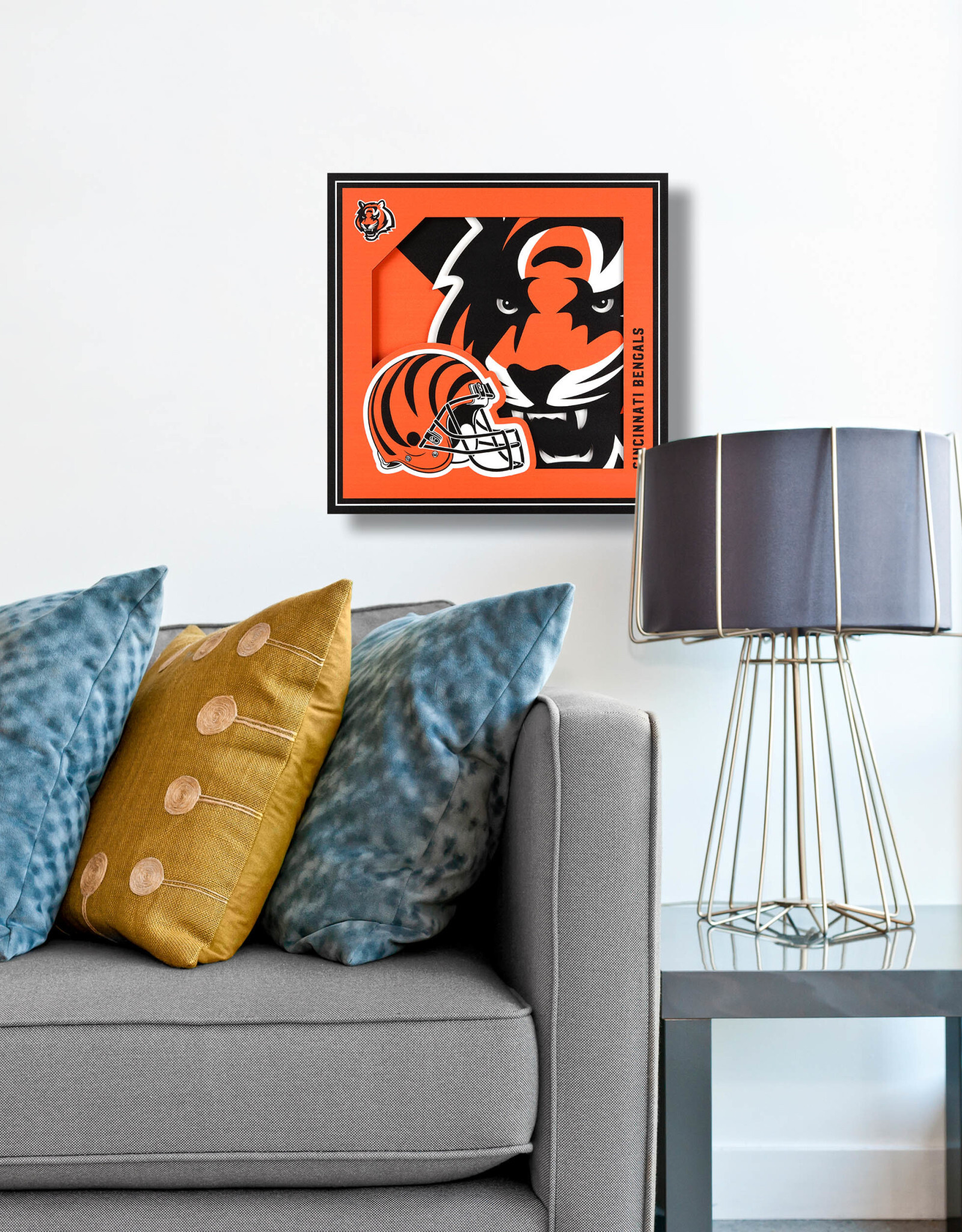 YOU THE FAN Cincinnati Bengals 3D Logo Series 12x12 Wall Art