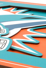 YOU THE FAN Miami Dolphins 3D Logo Series 12x12 Wall Art