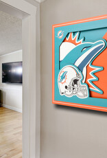 YOU THE FAN Miami Dolphins 3D Logo Series 12x12 Wall Art
