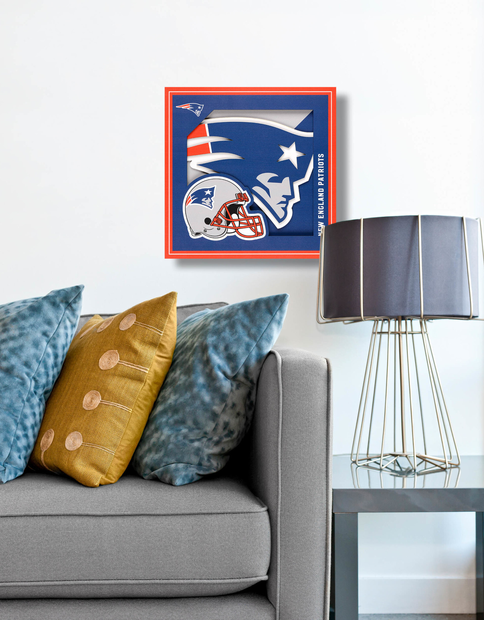 YOU THE FAN New England Patriots 3D Logo Series 12x12 Wall Art