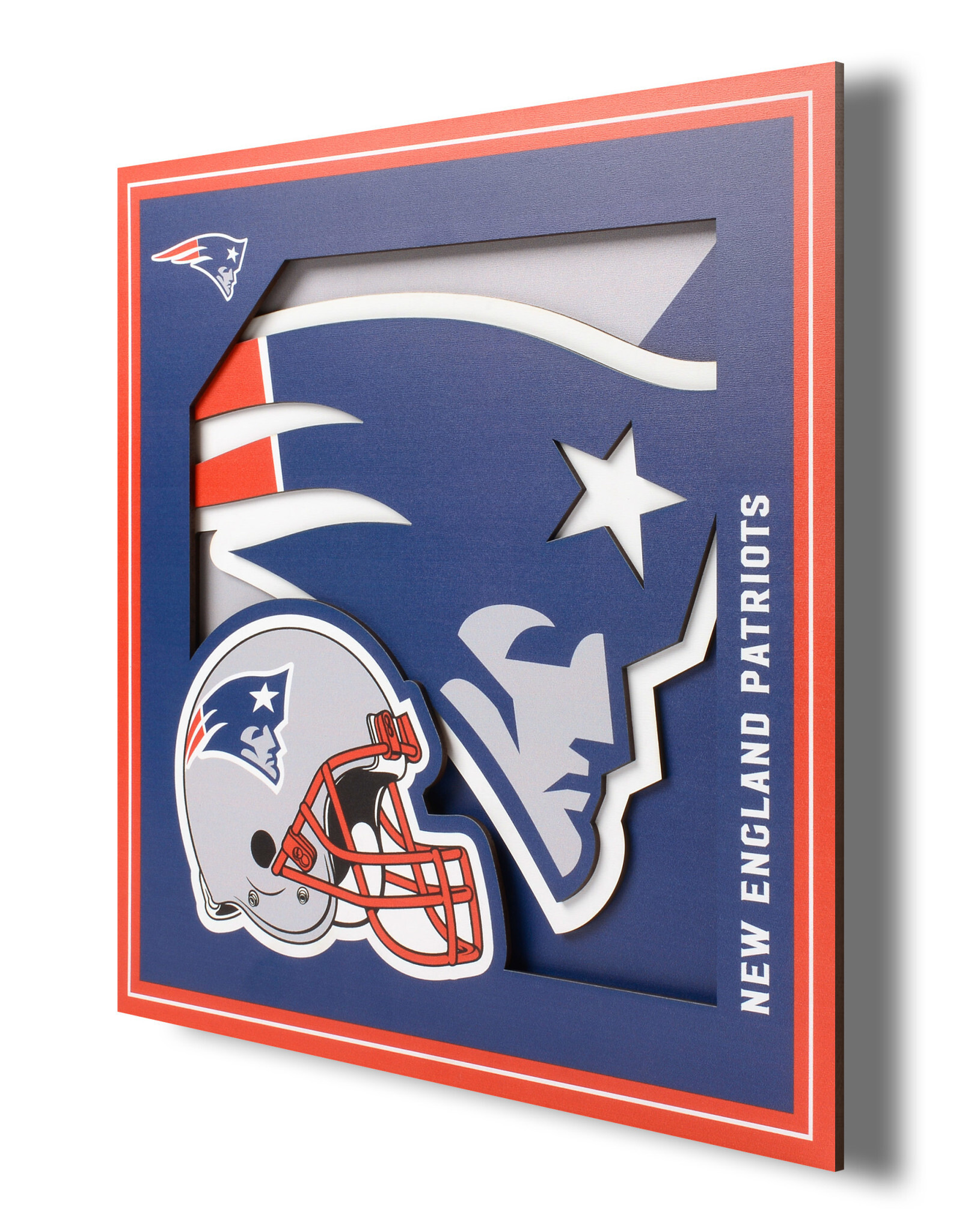YOU THE FAN New England Patriots 3D Logo Series 12x12 Wall Art
