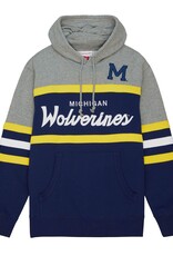 Mitchell & Ness Michigan Wolverines Men's Head Coach Pullover Hoodie - Navy/Grey