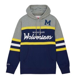 Mitchell & Ness Michigan Wolverines Men's Head Coach Pullover Hoodie - Navy/Grey