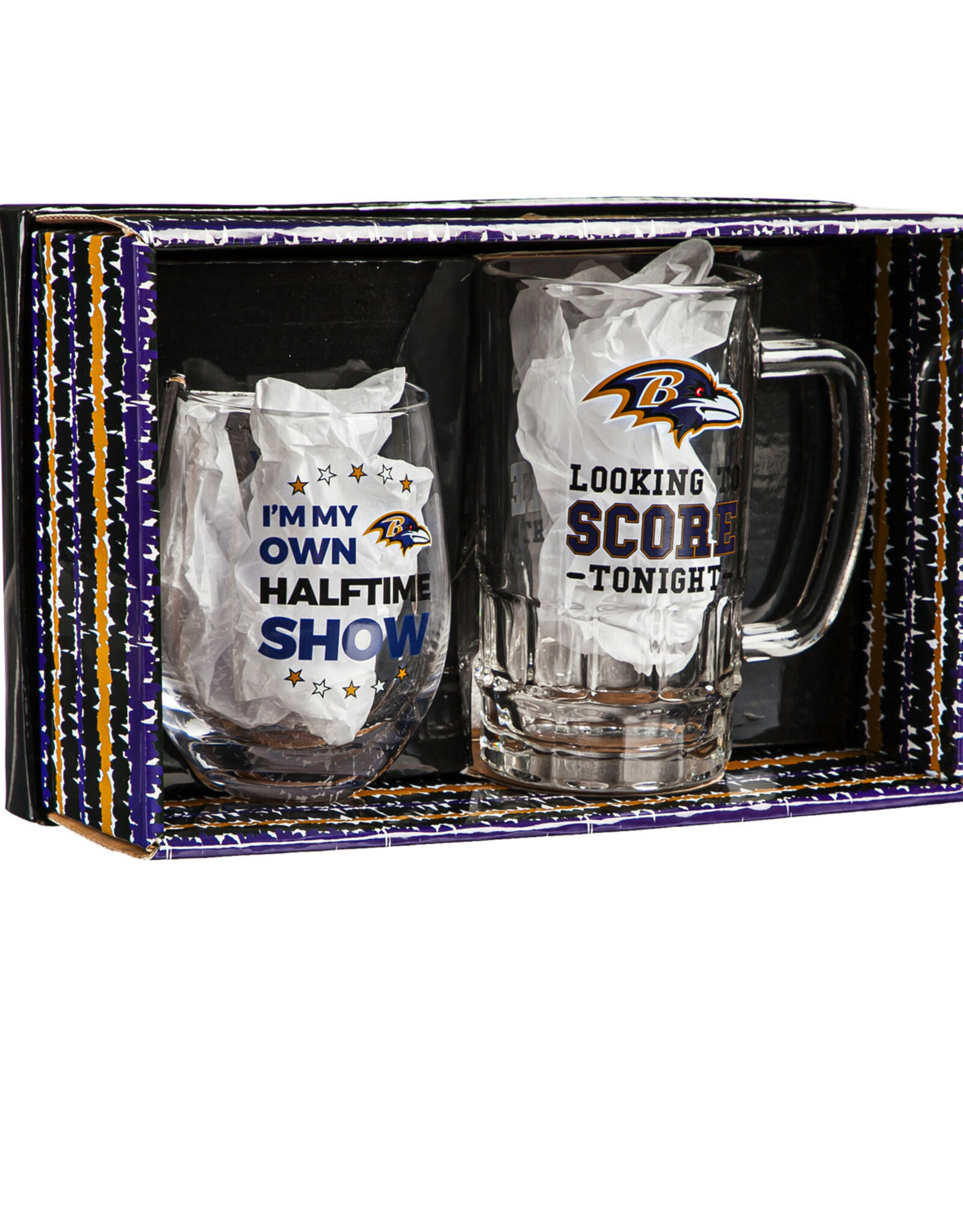 EVERGREEN Baltimore Ravens Stemless Wine & Stein Gift Set