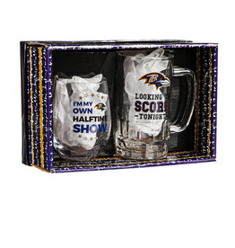 EVERGREEN Baltimore Ravens Stemless Wine & Stein Gift Set