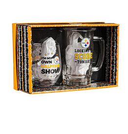 EVERGREEN Pittsburgh Steelers Stemless Wine & Stein Gift Set