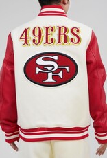 Pro Standard San Francisco 49ers Men's Classic Retro Wool Varsity Jacket - Eggshell