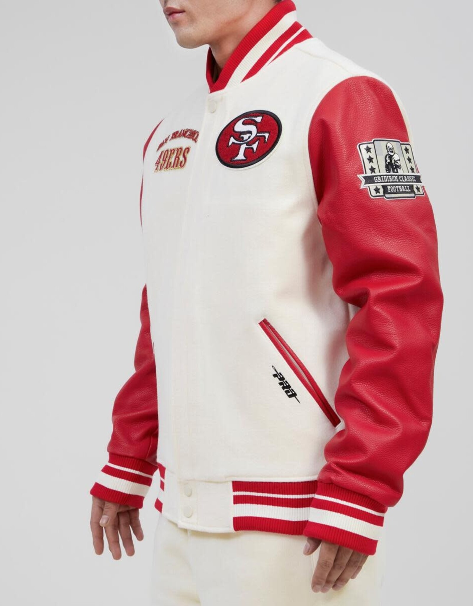 Pro Standard San Francisco 49ers Men's Classic Retro Wool Varsity Jacket - Eggshell
