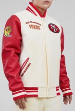 Pro Standard San Francisco 49ers Men's Classic Retro Wool Varsity Jacket - Eggshell