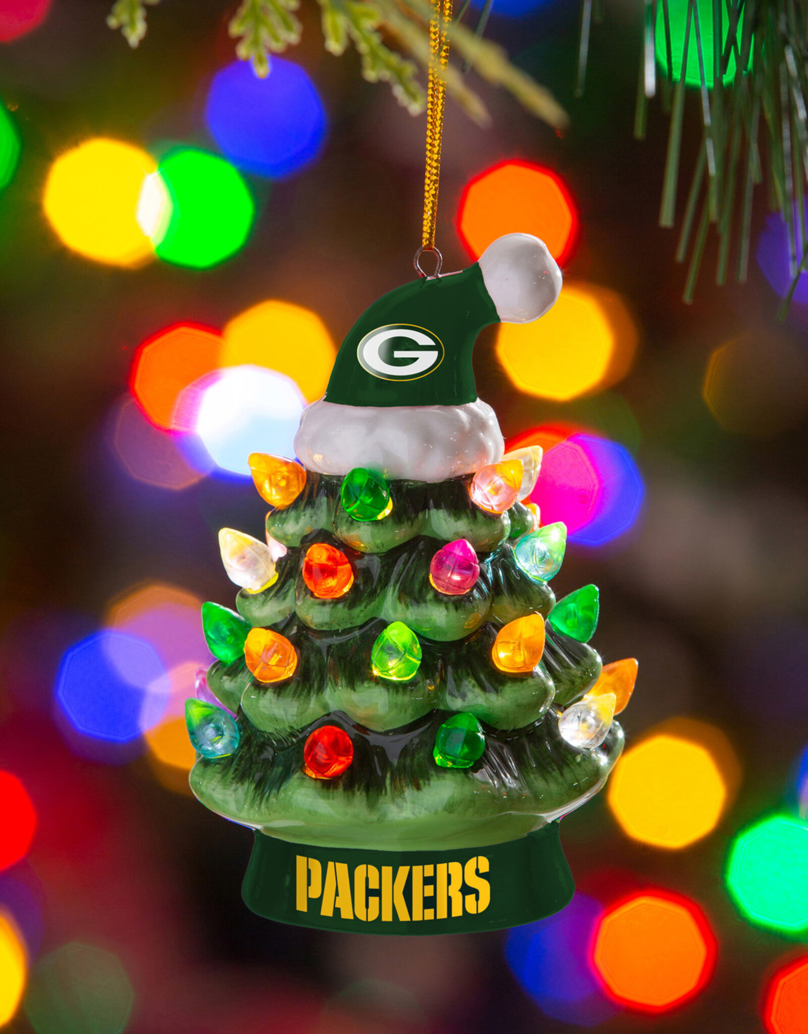 EVERGREEN Green Bay Packers 4" Lighted LED Ceramic Tree Ornament