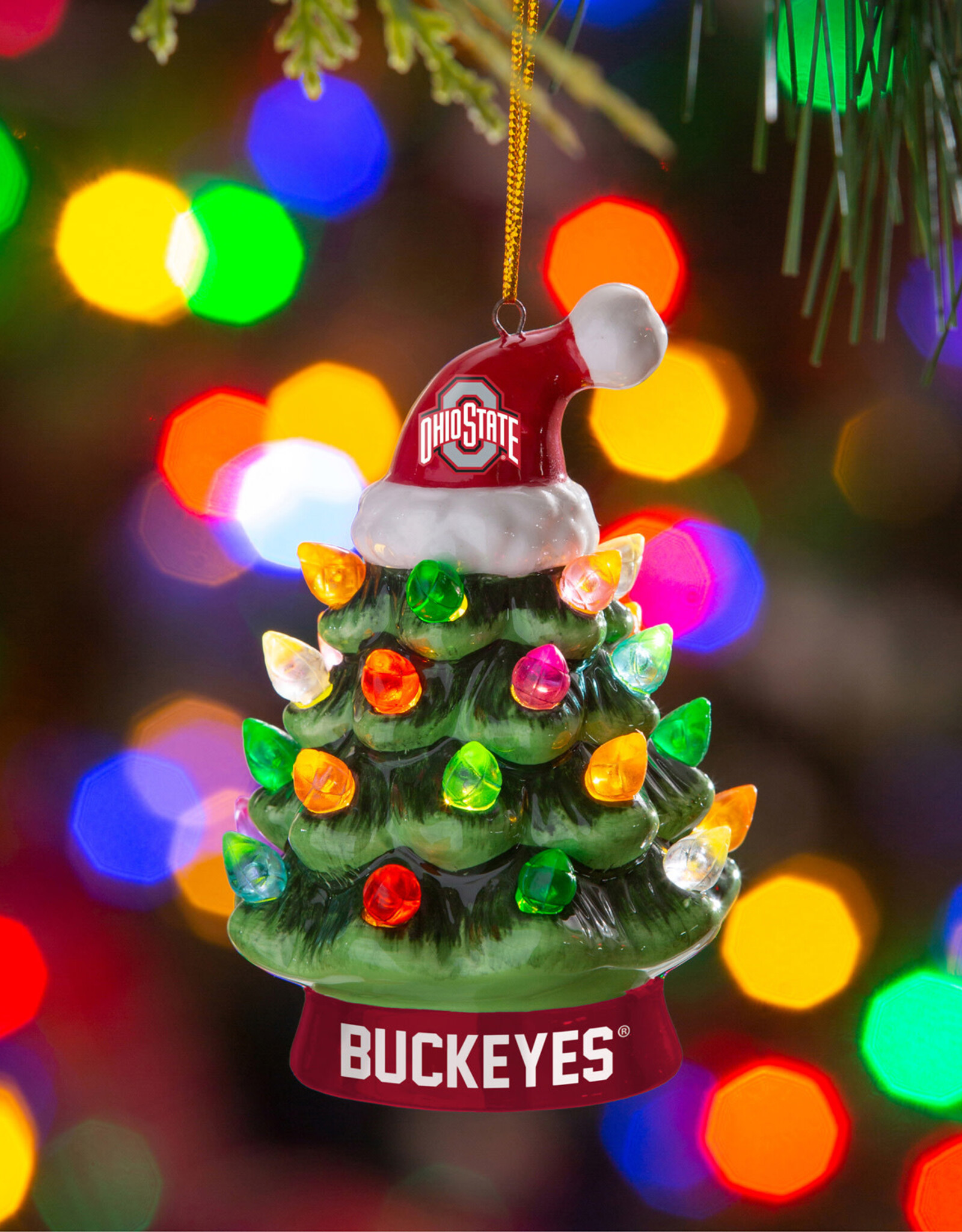 EVERGREEN Ohio State Buckeyes 4" Lighted LED Ceramic Tree Ornament