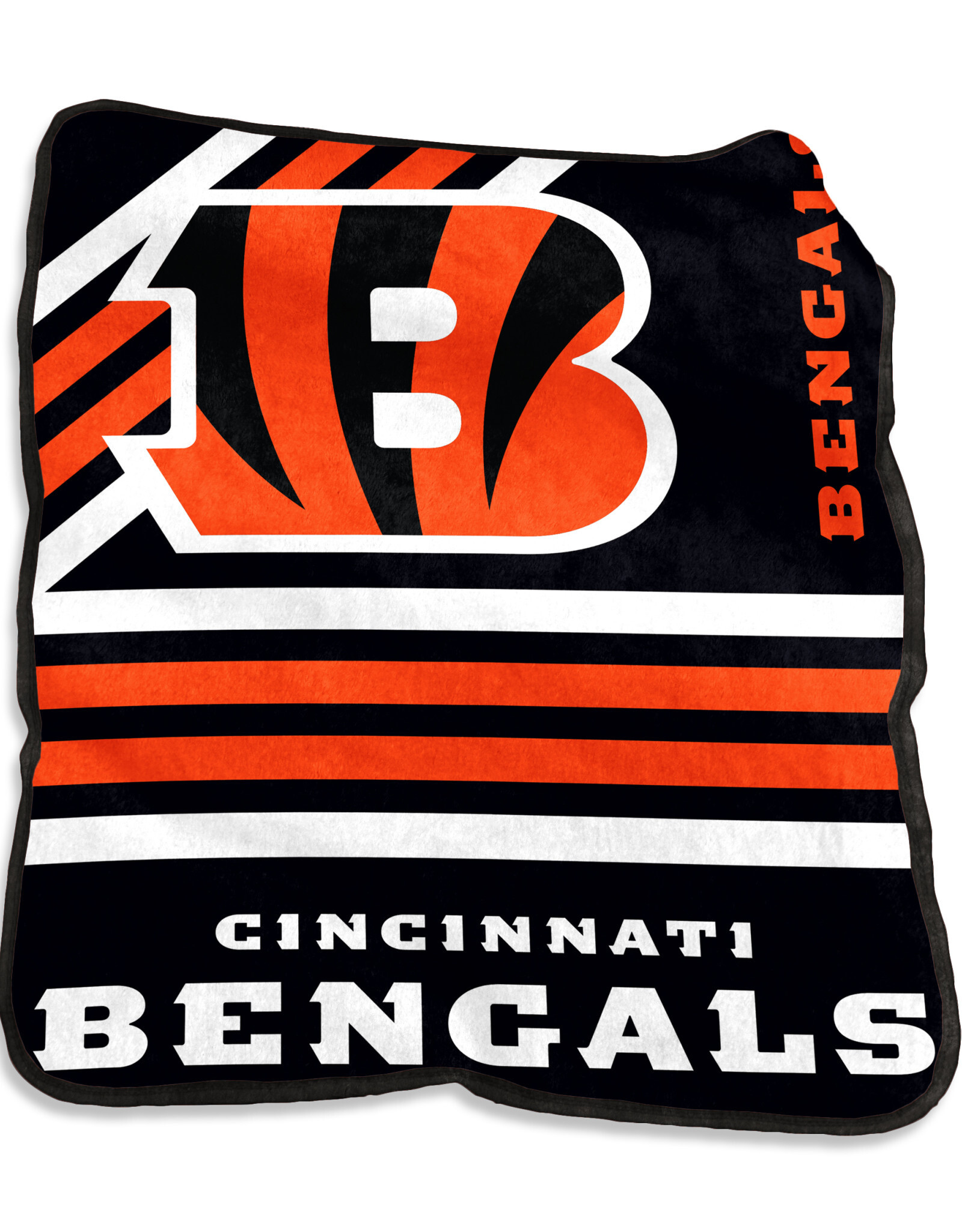 Logo Brands Cincinnati Bengals 50x60 Raschel Plush Striped Throw