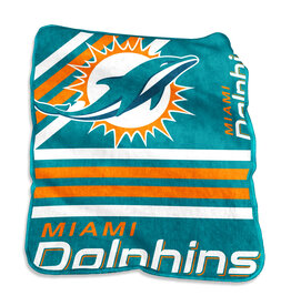 Logo Brands Miami Dolphins 50x60 Raschel Plush Striped Throw