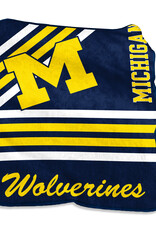 Logo Brands Michigan Wolverines 50x60 Raschel Plush Striped Throw