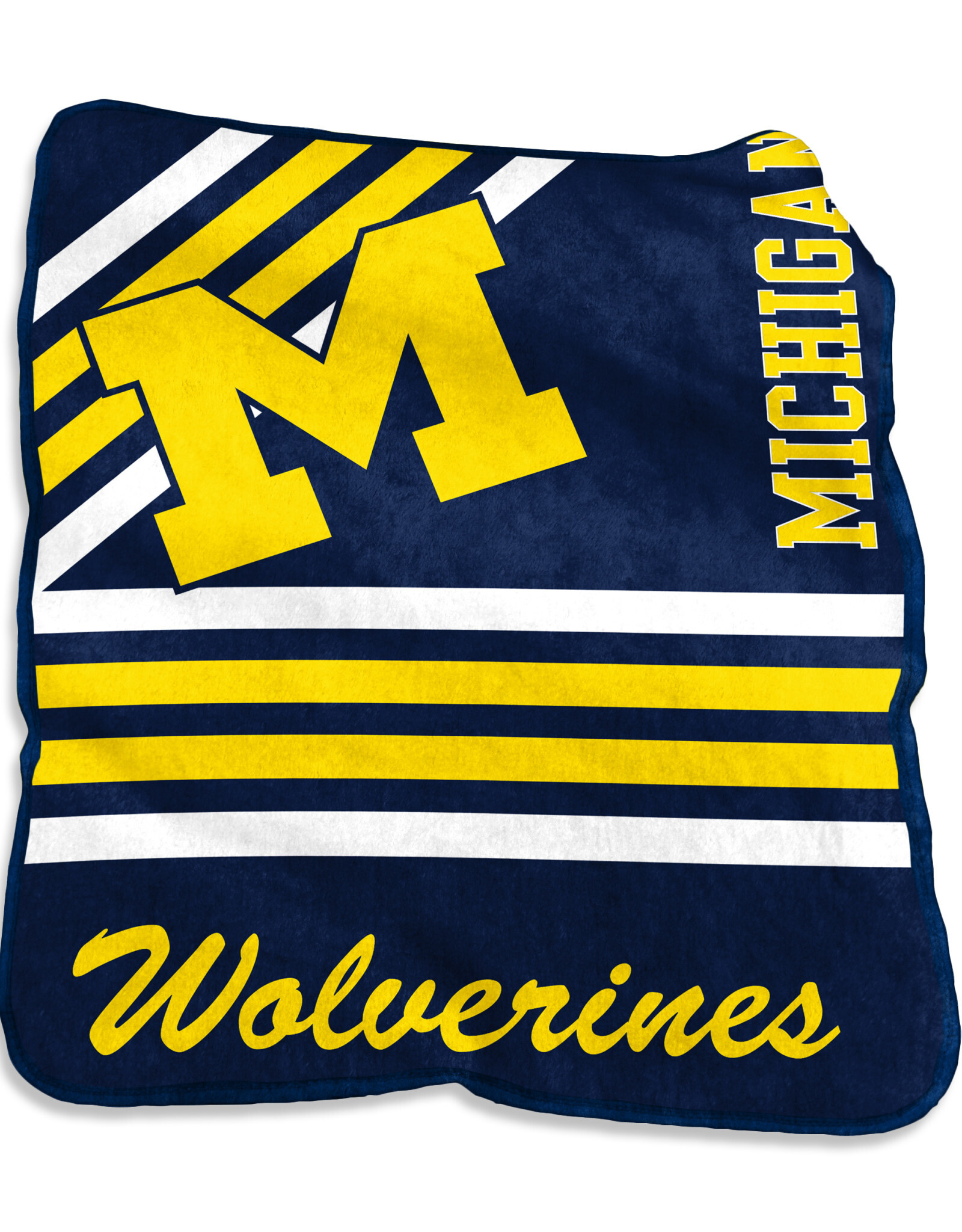 Logo Brands Michigan Wolverines 50x60 Raschel Plush Striped Throw