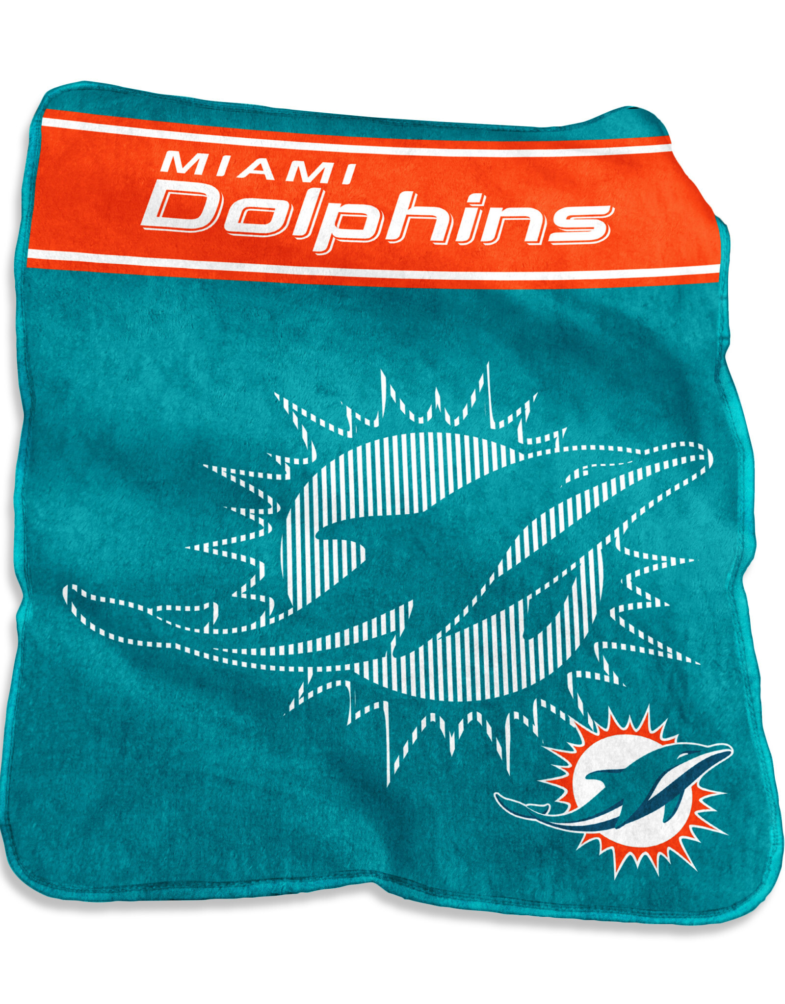 Logo Brands Miami Dolphins 60x80 Raschel Plush Digitized Blanket