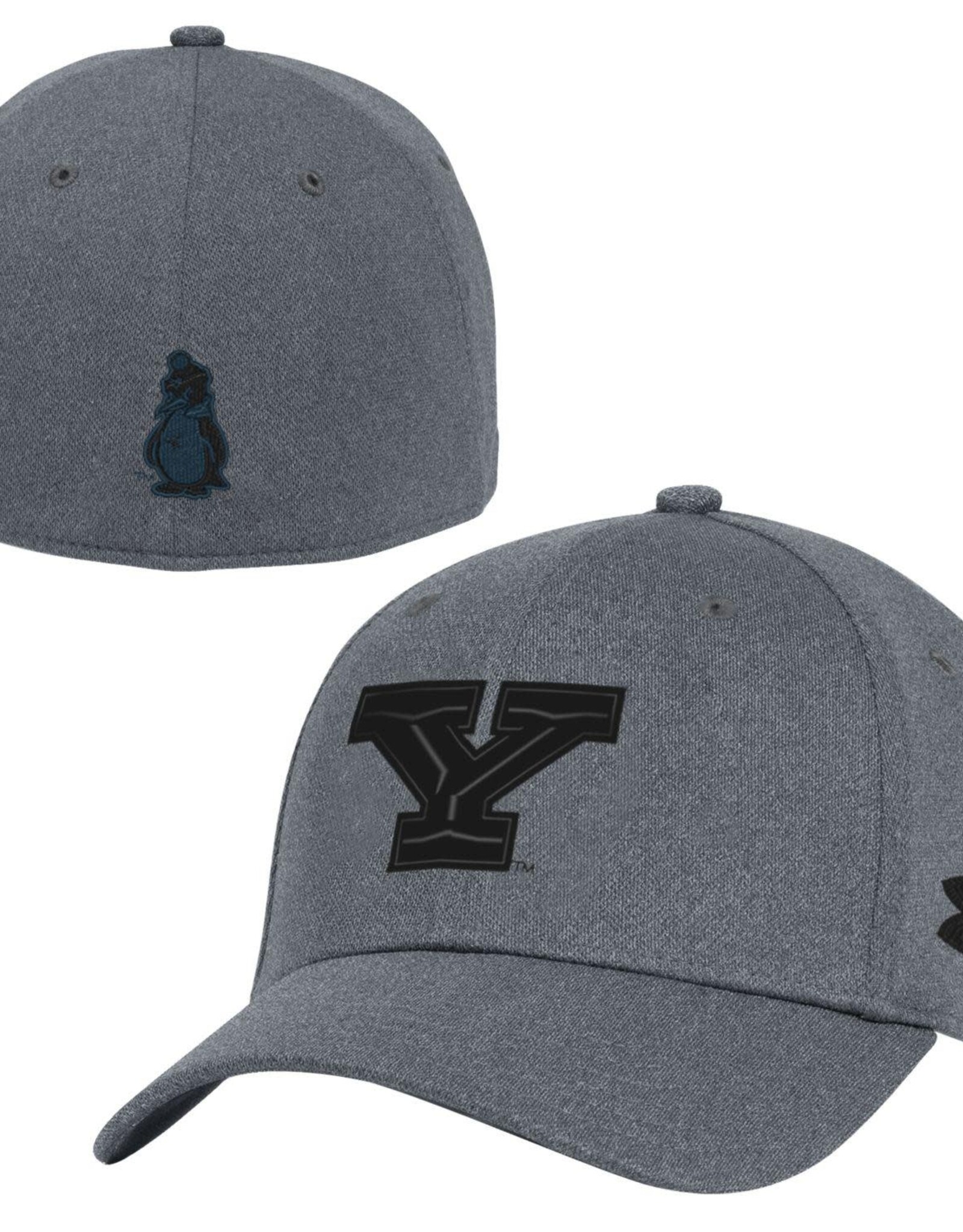 Under Armour Youngstown State Penguins GREY Blitzing Stretch Fit Cap - Black Y Logo / Black Pete Back