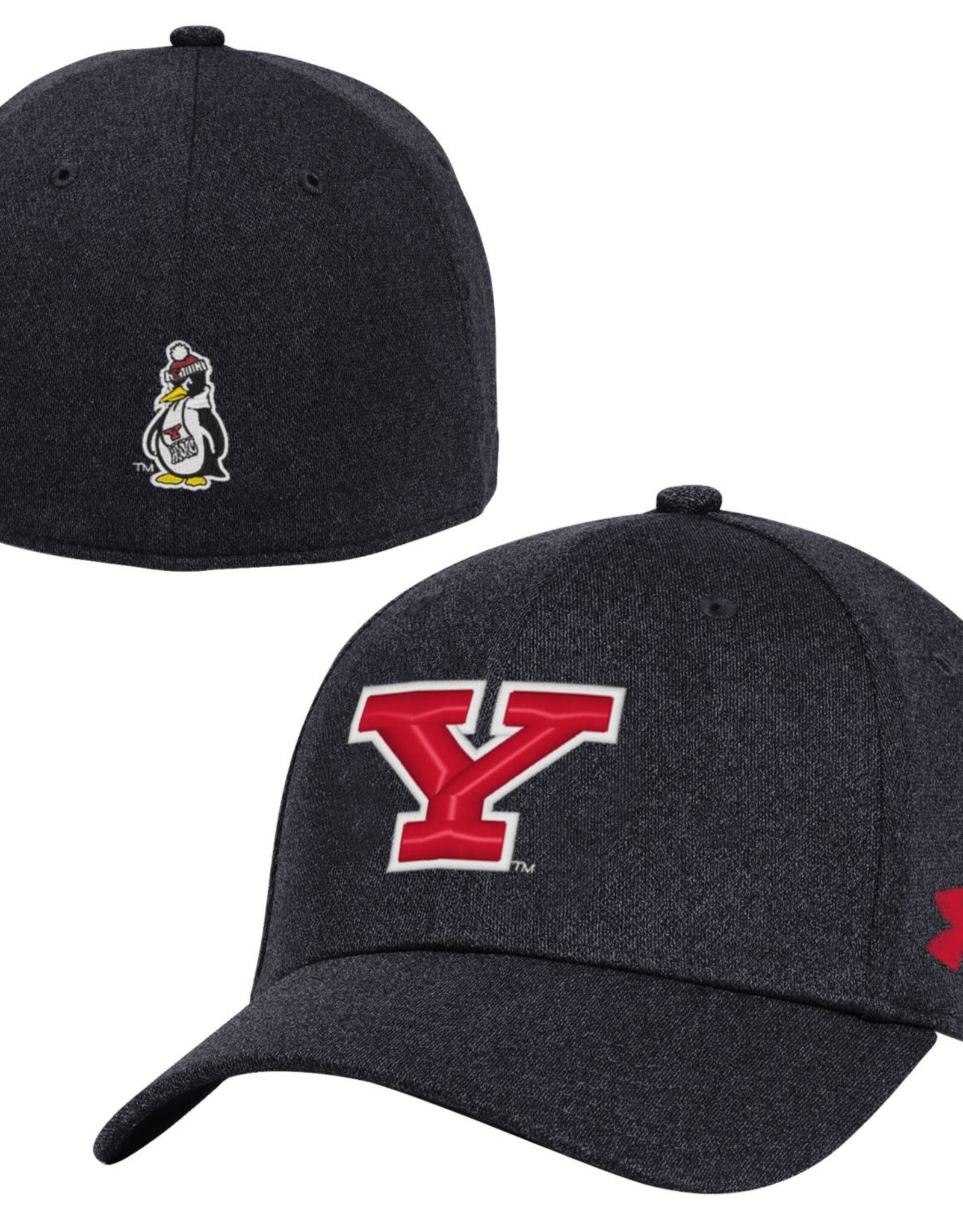 Under Armour Youngstown State Penguins Black Blitzing Stretch Fit Cap - Red Y Logo / Pete Back
