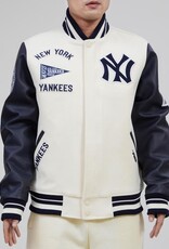 Pro Standard New York Yankees Men's Classic Retro Wool Varsity Jacket - Eggshell