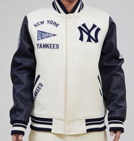 Pro Standard New York Yankees Men's Classic Retro Wool Varsity Jacket - Eggshell