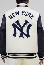 Pro Standard New York Yankees Men's Classic Retro Wool Varsity Jacket - Eggshell
