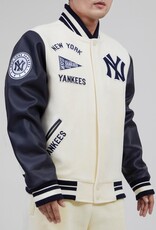 Pro Standard New York Yankees Men's Classic Retro Wool Varsity Jacket - Eggshell