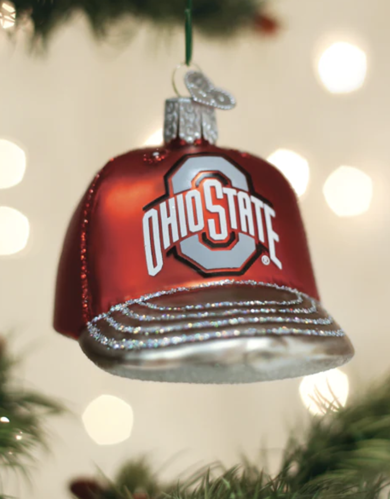 OLD WORLD CHRISTMAS Ohio State Buckeyes Baseball Cap Ornament