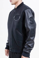 Pro Standard San Francisco Men's 49ers Triple Black Varsity Jacket