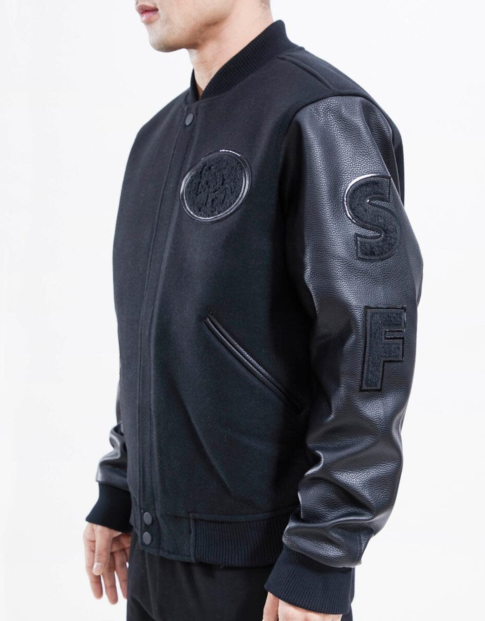 Pro Standard San Francisco Men's 49ers Triple Black Varsity Jacket