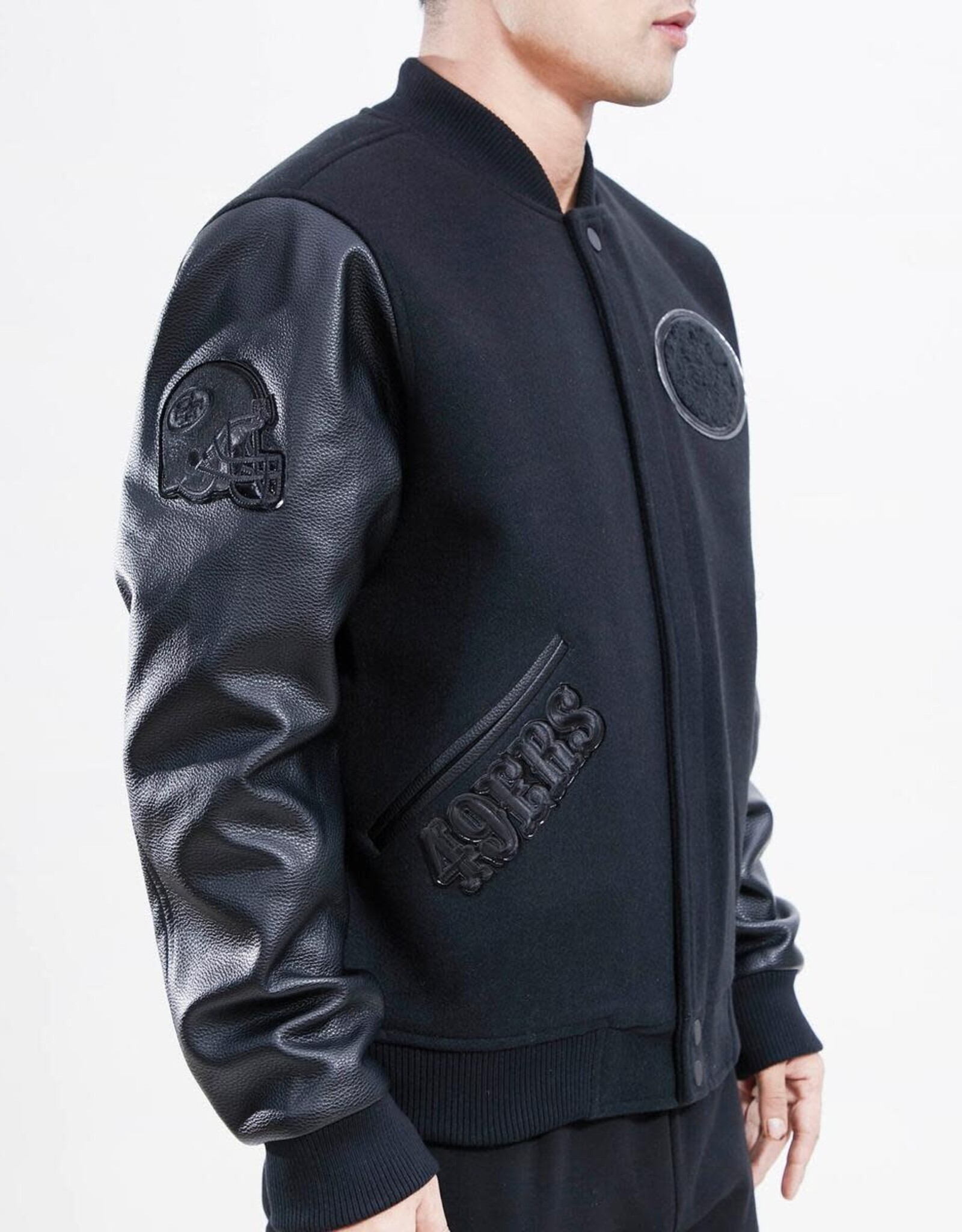 Pro Standard San Francisco Men's 49ers Triple Black Varsity Jacket