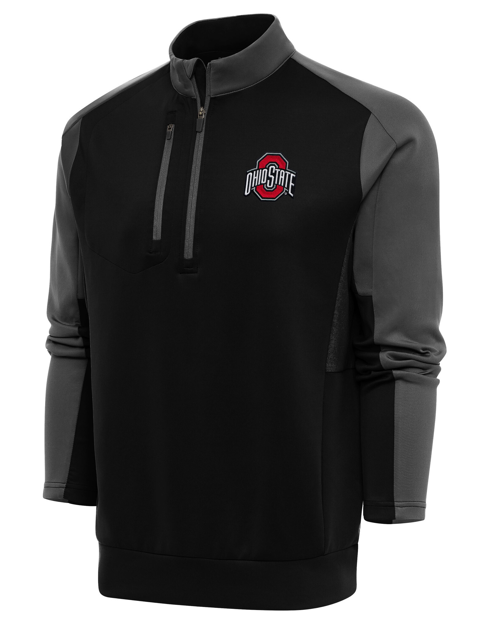 ANTIGUA Ohio State Buckeyes Men's Team Quarter Zip Pullover Top - Black/Grey