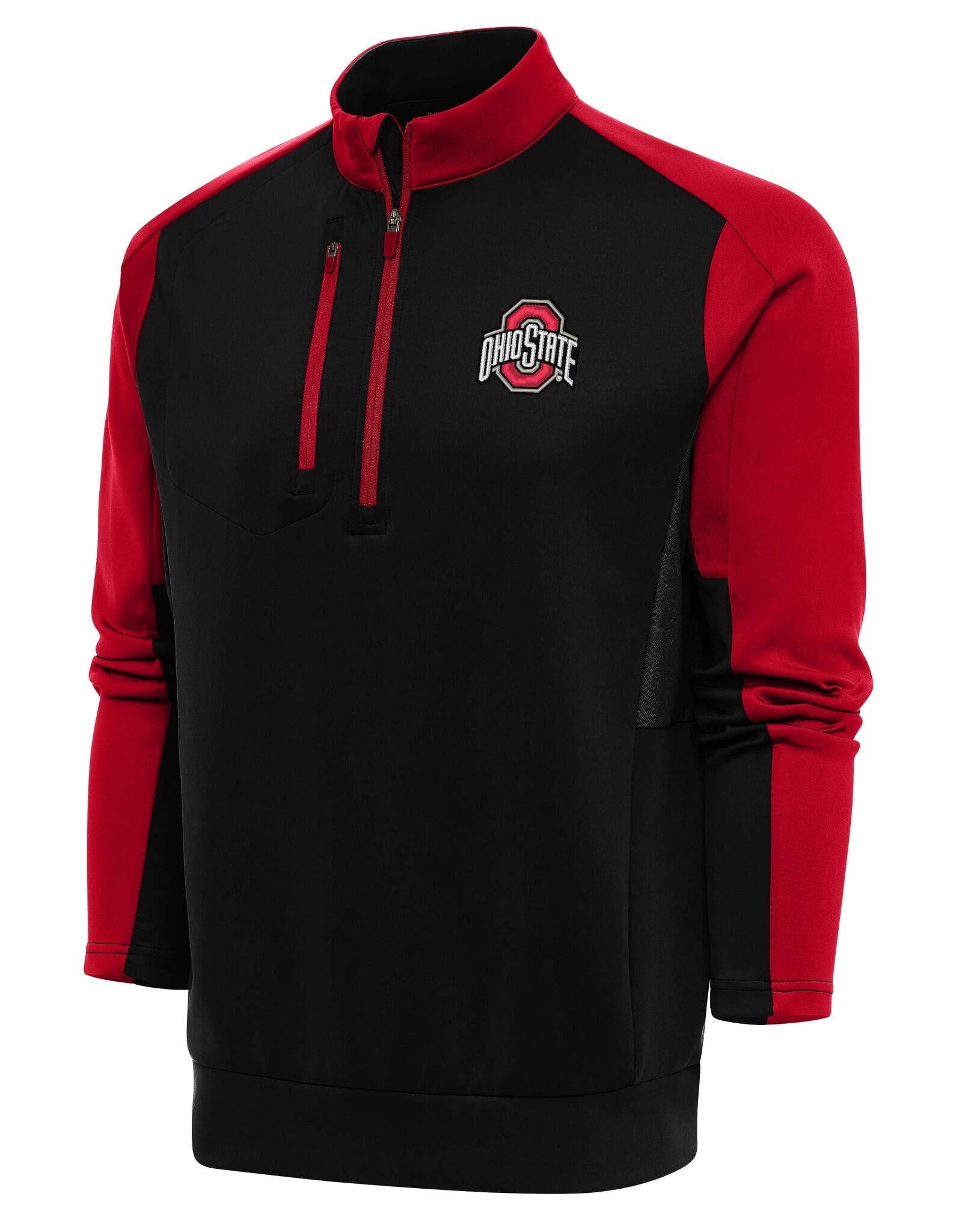 ANTIGUA Ohio State Buckeyes Men's Team Quarter Zip Pullover Top - Red/Black