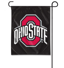UNIVERSITY BLANKET & FLAG CORP Ohio State Buckeyes 13"x18" Athletic Logo Black Garden Flag