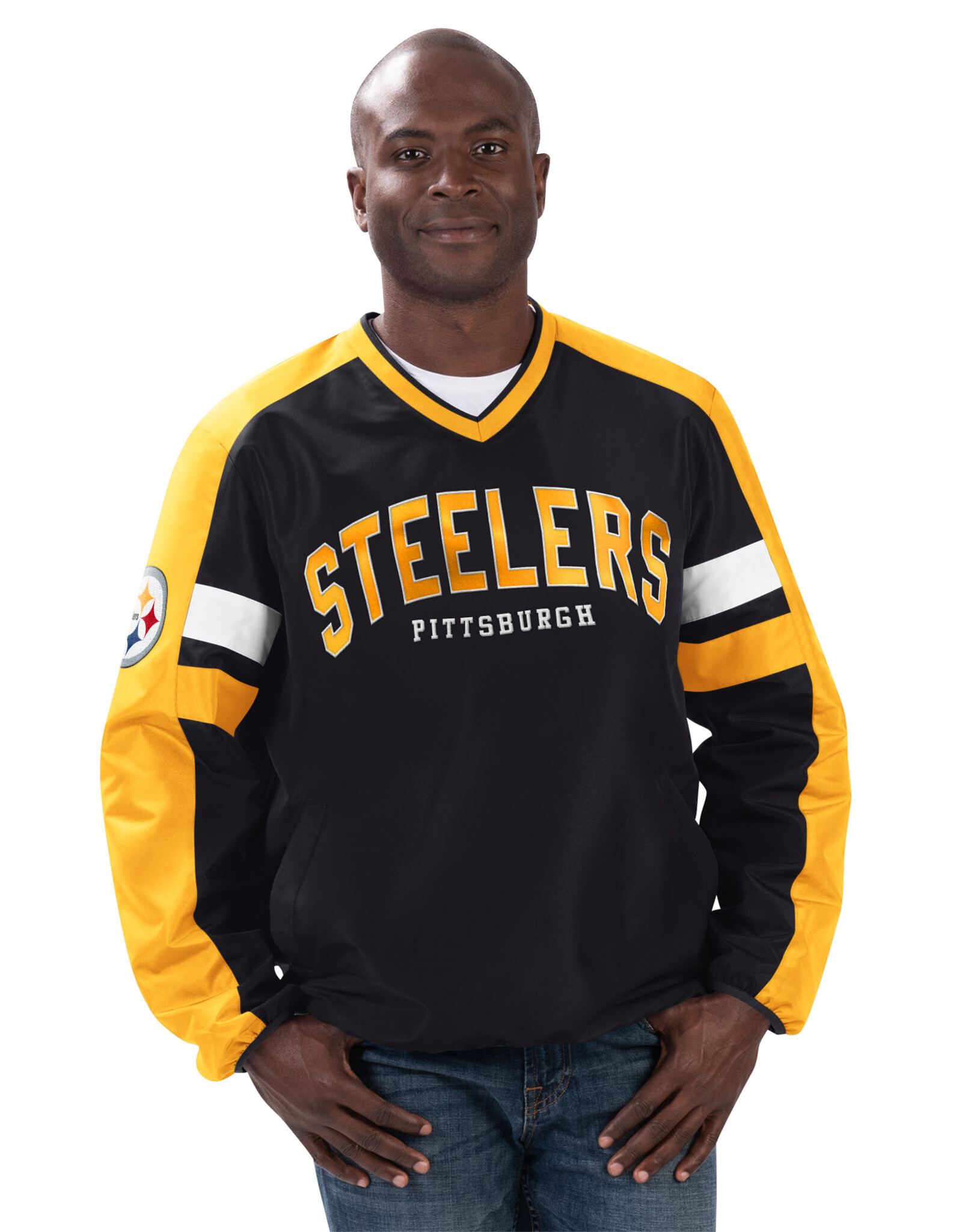 GIII Pittsburgh Steelers Men's Draft Pick V-Neck Pullover Jacet