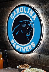EVERGREEN Carolina Panthers Lighted LED Round Wall Decor