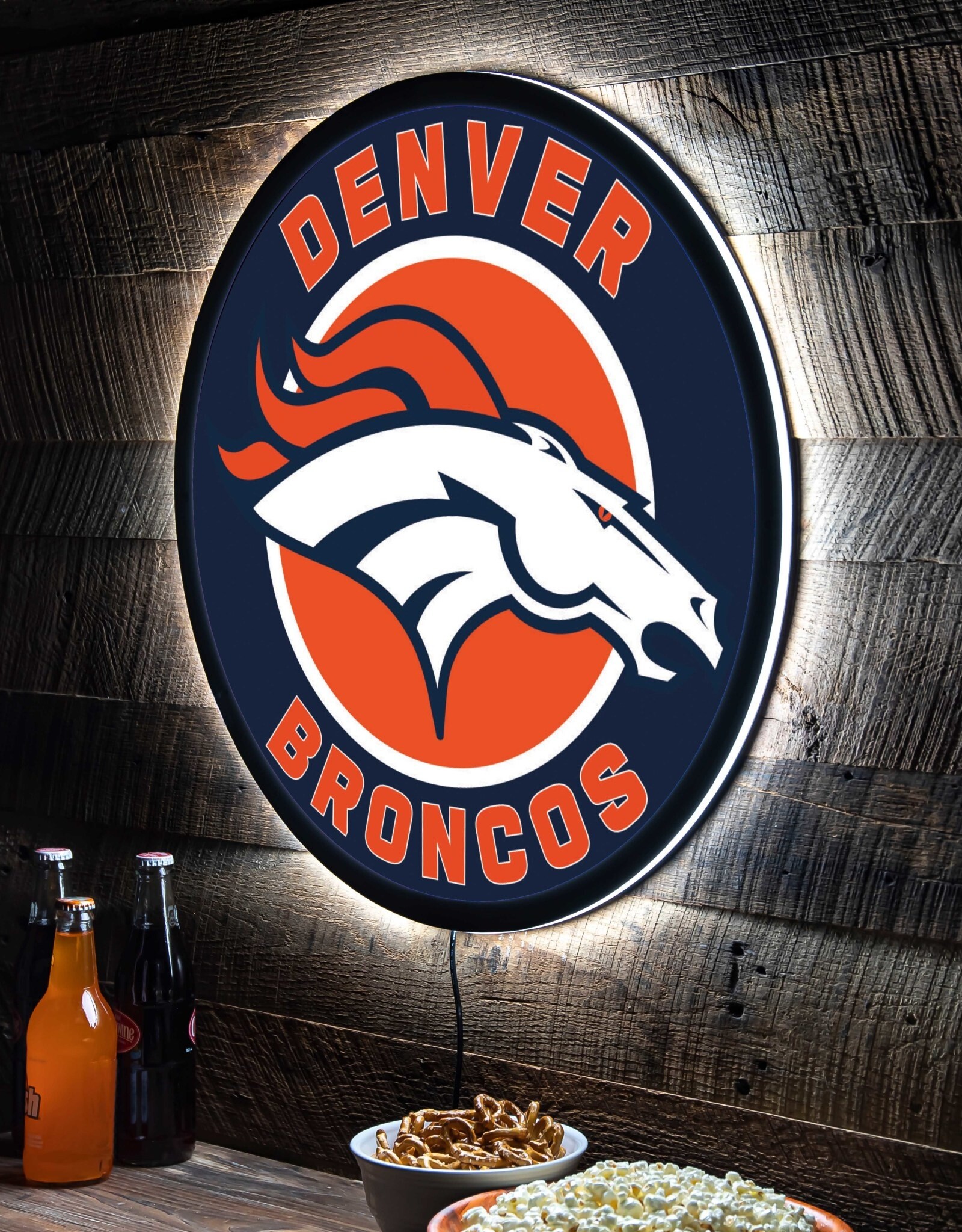 EVERGREEN Denver Broncos Lighted LED Round Wall Decor