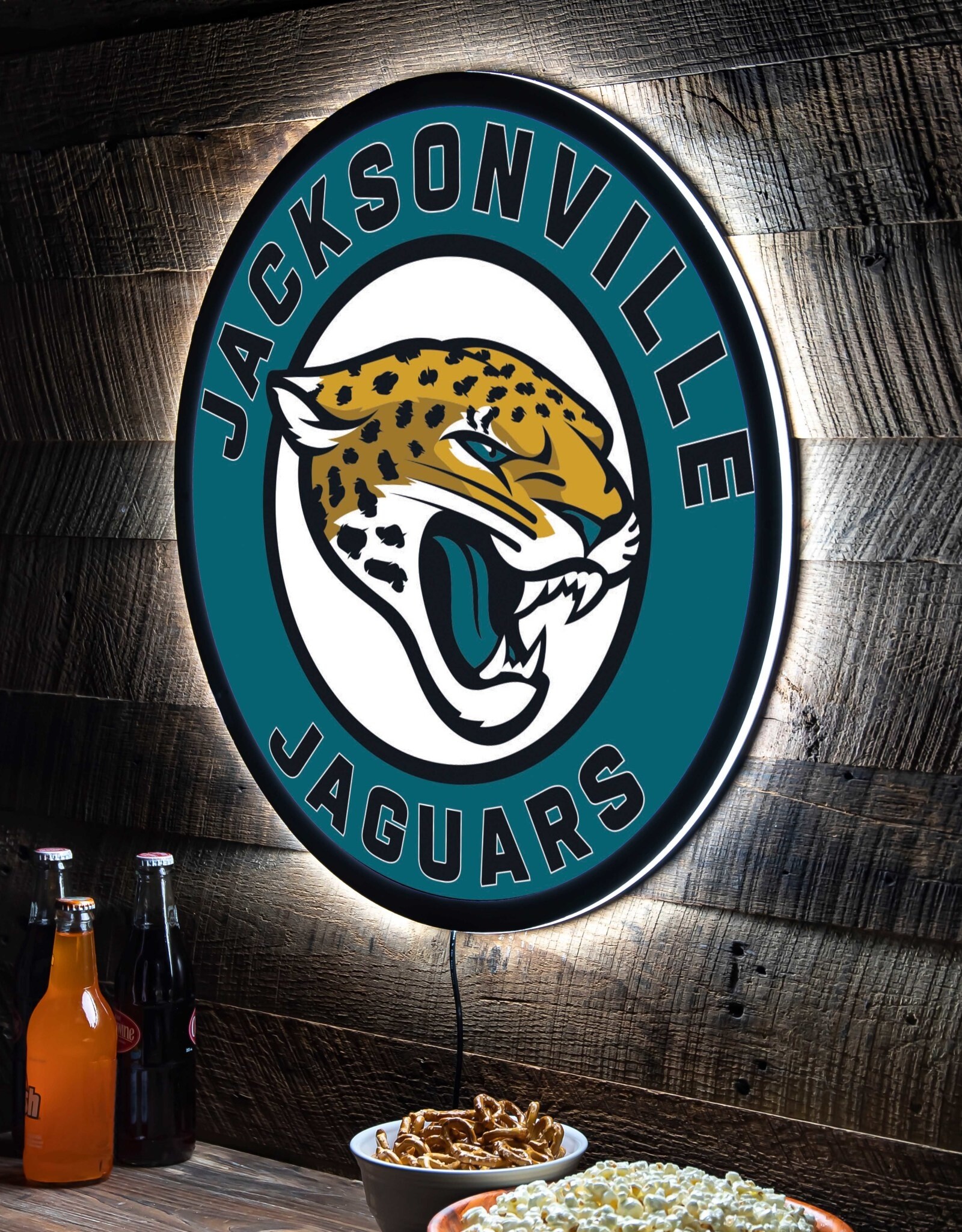 EVERGREEN Jacksonville Jaguars Lighted LED Round Wall Decor