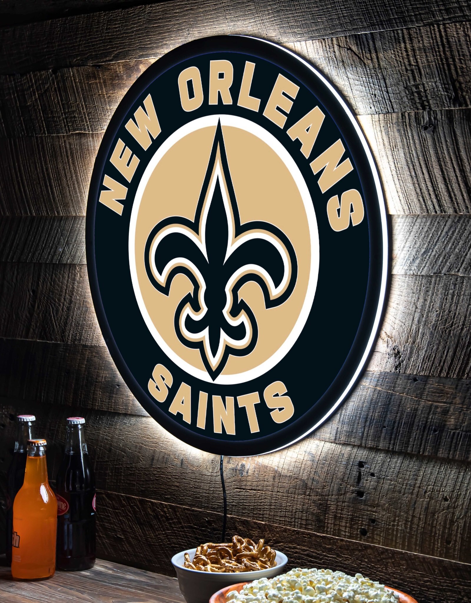 EVERGREEN New Orleans Saints Lighted LED Round Wall Decor