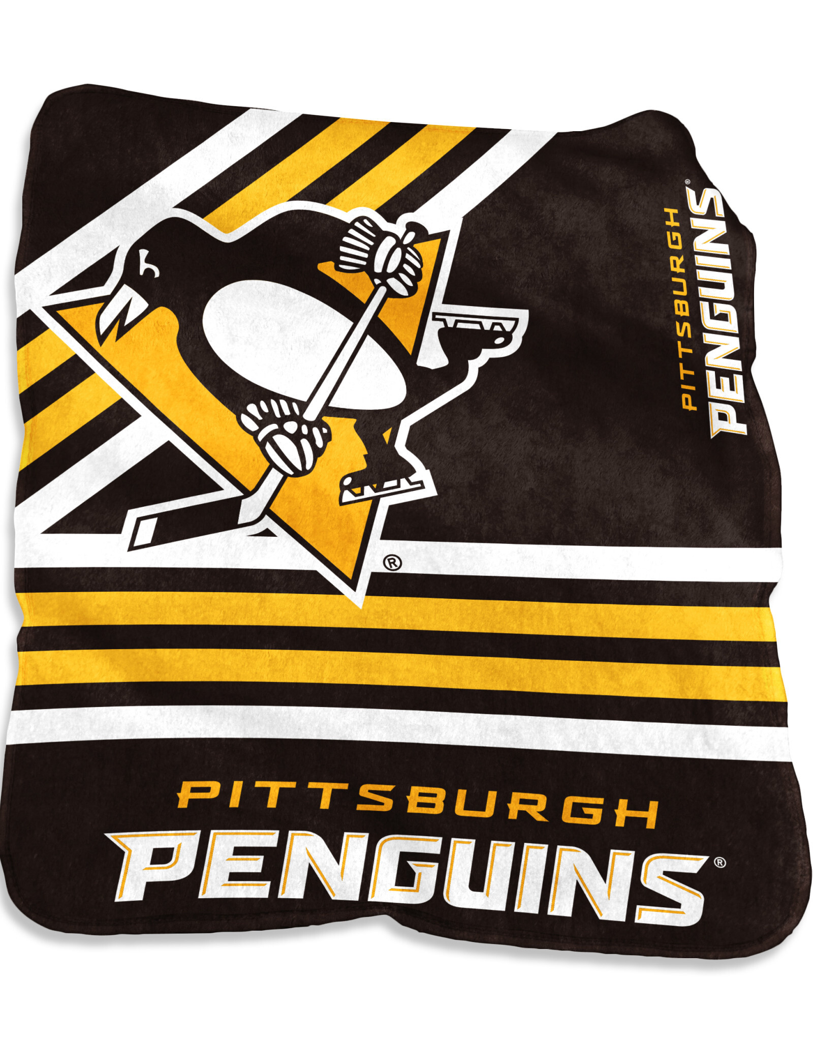 Logo Brands Pittsburgh Penguins 50x60 Raschel Plush Striped Throw