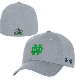 Under Armour Notre Dame Fighting Irish GREY TWIST Armour Stretch Fit Cap - GREEN ND w/ LEPRECHAUN